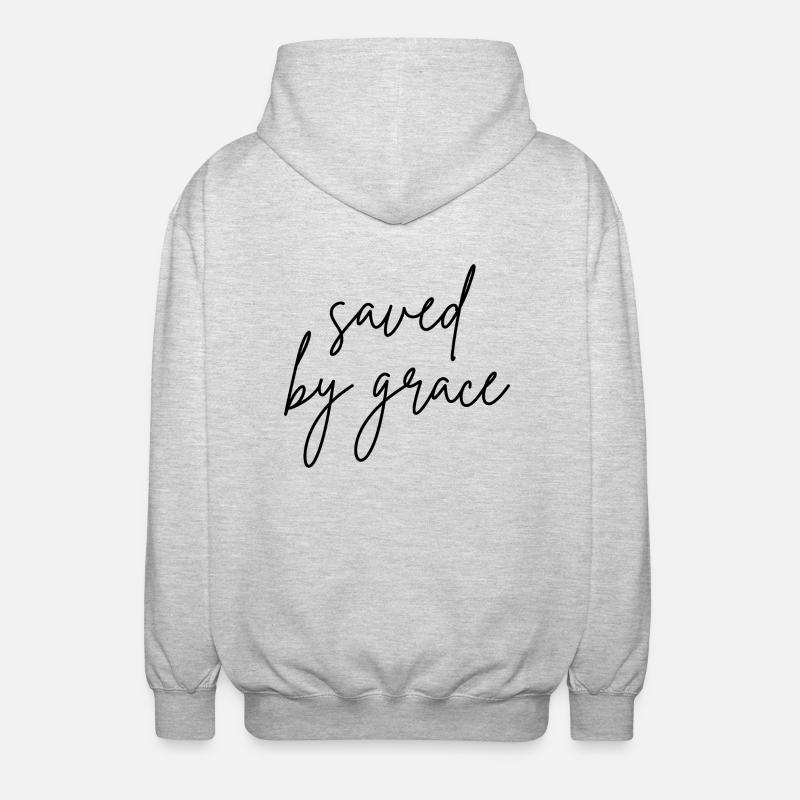 saved by grace - Unisex Kapuzenjacke - Hellgrau meliert