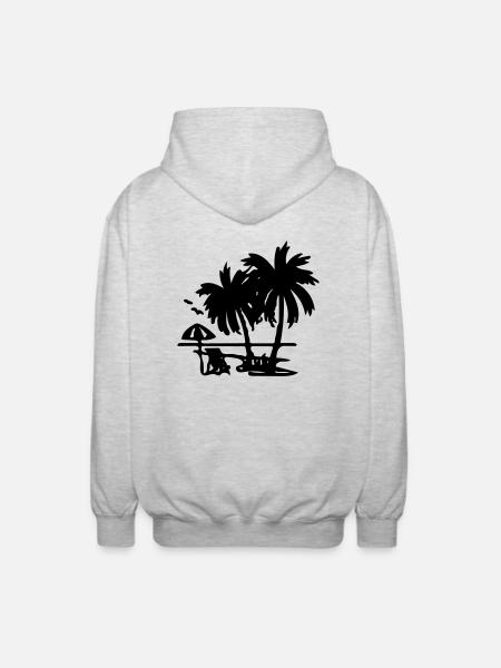 Palm tree - Unisex Hooded Jacket - light heather grey