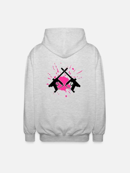paintball_crossed_guns_splash - Unisex Kapuzenjacke - Hellgrau meliert
