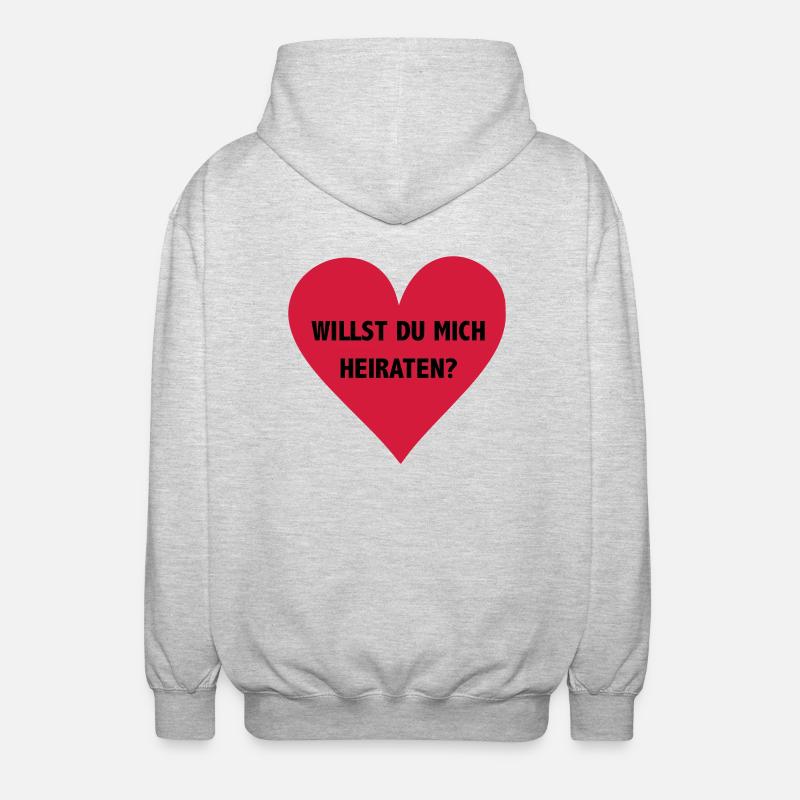 willst du mich heiraten? - Unisex Kapuzenjacke - Hellgrau meliert