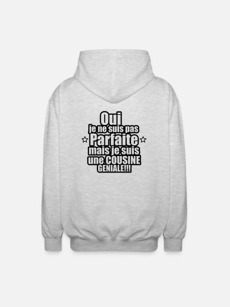 je suis une cousine géniale - Veste à capuche unisexe - gris clair chiné