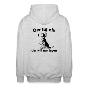 Tut nix - jagen - Unisex Kapuzenjacke - Hellgrau meliert - Hinten - AI Model Male 185 light (185cm)
