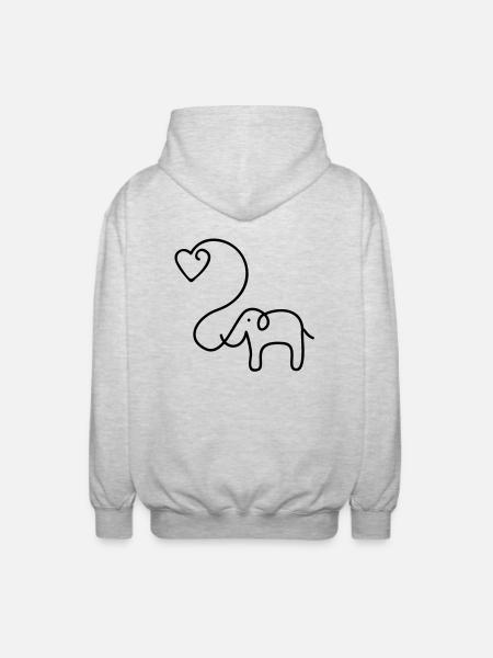 ELEPHANT with heart - Unisex Hooded Jacket - light heather grey