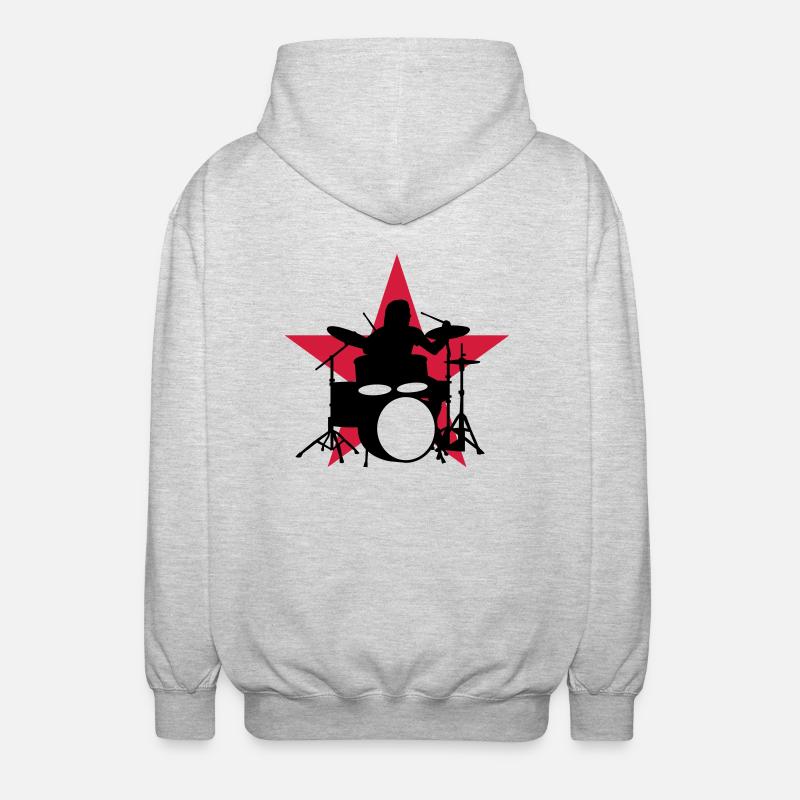drummer_e_2c - Unisex Hooded Jacket - light heather grey
