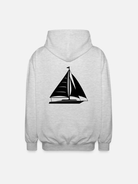 Segelboot - Unisex Kapuzenjacke - Hellgrau meliert