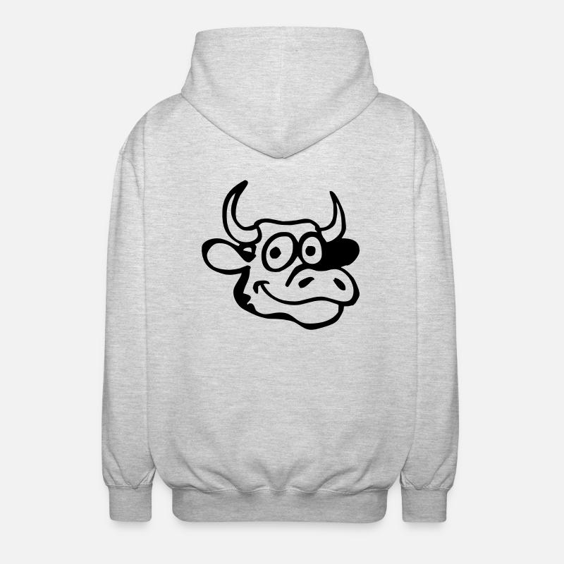 kuh kopf - Unisex Kapuzenjacke - Hellgrau meliert