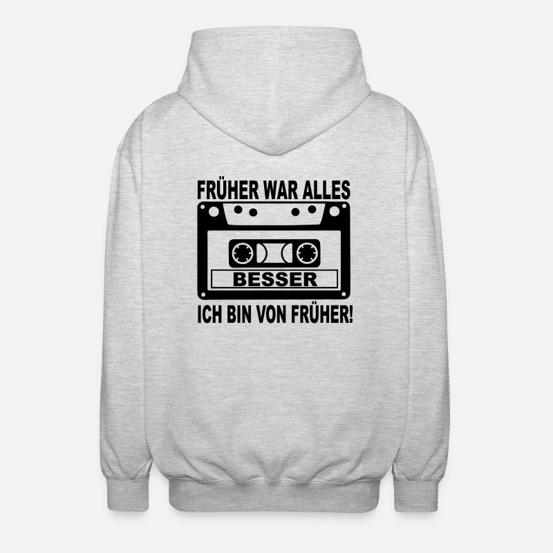 früher war alles besser - Unisex Kapuzenjacke - Hellgrau meliert