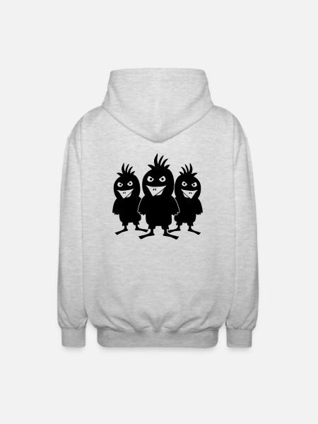 Evil Angry Birds - Unisex Hooded Jacket - light heather grey