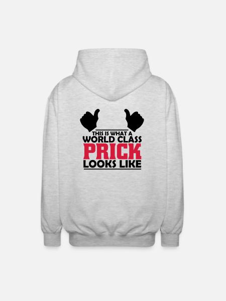 world class prick - Unisex Hooded Jacket - light heather grey