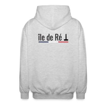 Ile de Ré - Charente-Maritime 17 - Veste à capuche unisexe - gris clair chiné - Dos - AI Model Male 185 light (185cm)