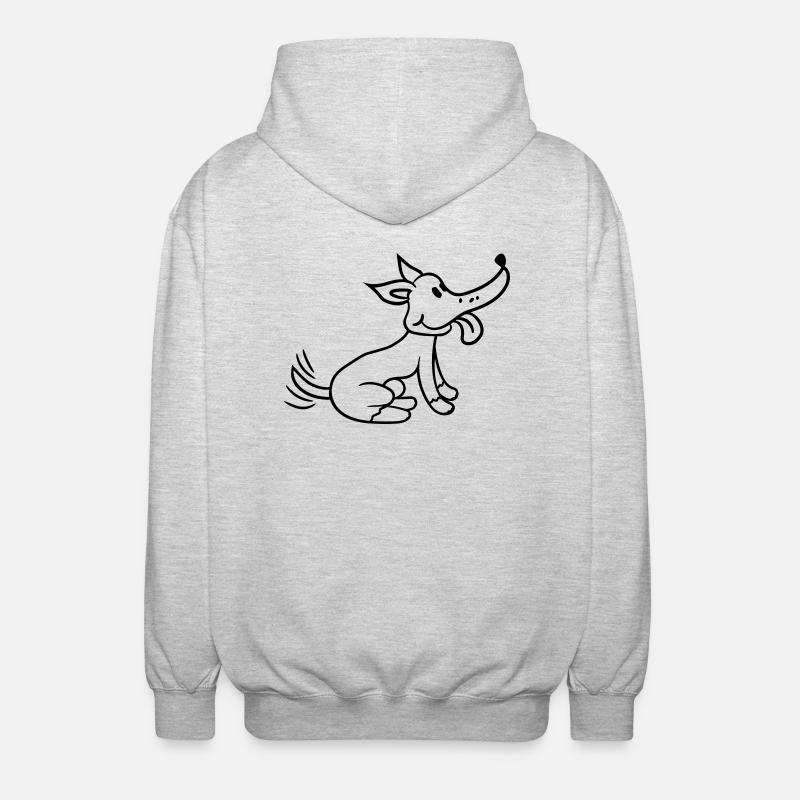 Chien remuant doux heureux excité - Veste à capuche unisexe - gris clair chiné