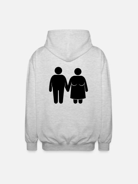 fat couple - Unisex Hooded Jacket - light heather grey