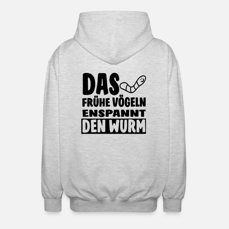 Der Wurm3 (Spruch) - Unisex Kapuzenjacke - Hellgrau meliert