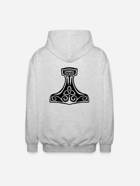thor hammer Mjollnir viking symbol - Unisex Hooded Jacket - light heather grey