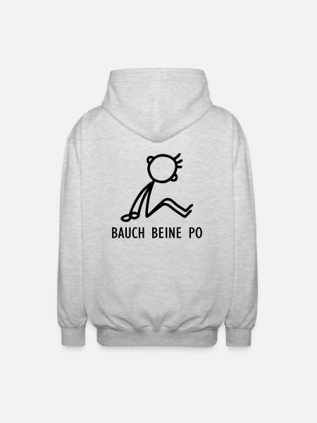 Bauch Beine Po - Unisex Kapuzenjacke - Hellgrau meliert