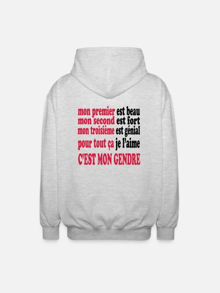 Mon gendre est beau - Unisex Hooded Jacket - light heather grey