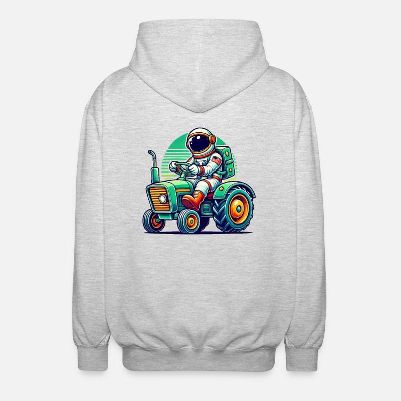 Astronaut Traktor - Unisex Kapuzenjacke - Hellgrau meliert