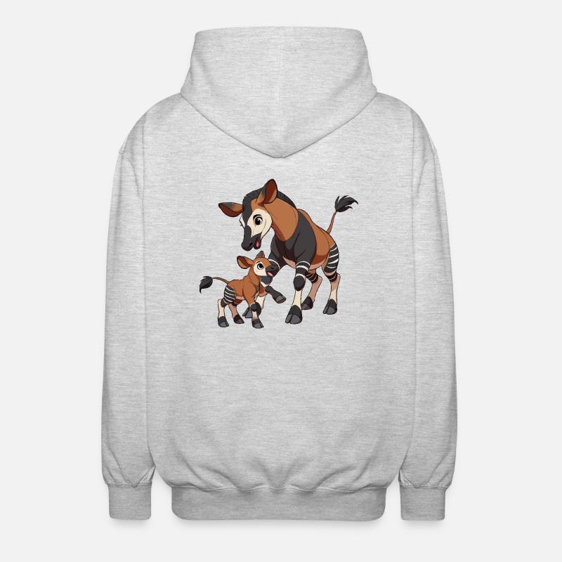 Mère et enfant à okapis - Veste à capuche unisexe - gris clair chiné