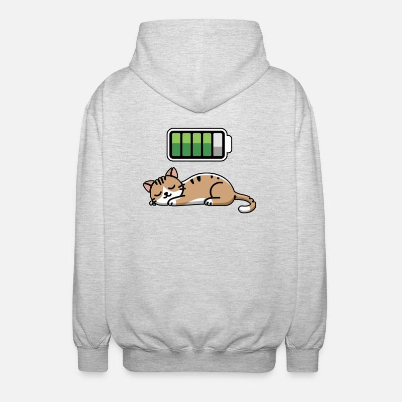 Cat Sleeping Recharging Night Bedtime - Unisex Kapuzenjacke - Hellgrau meliert