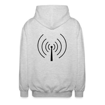 Radio mast - Unisex Hooded Jacket - light heather grey - Back - AI Model Male 185 light (185cm)