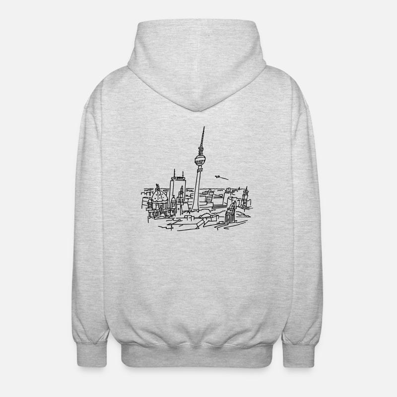 Berlin Panorama - Unisex Kapuzenjacke - Hellgrau meliert