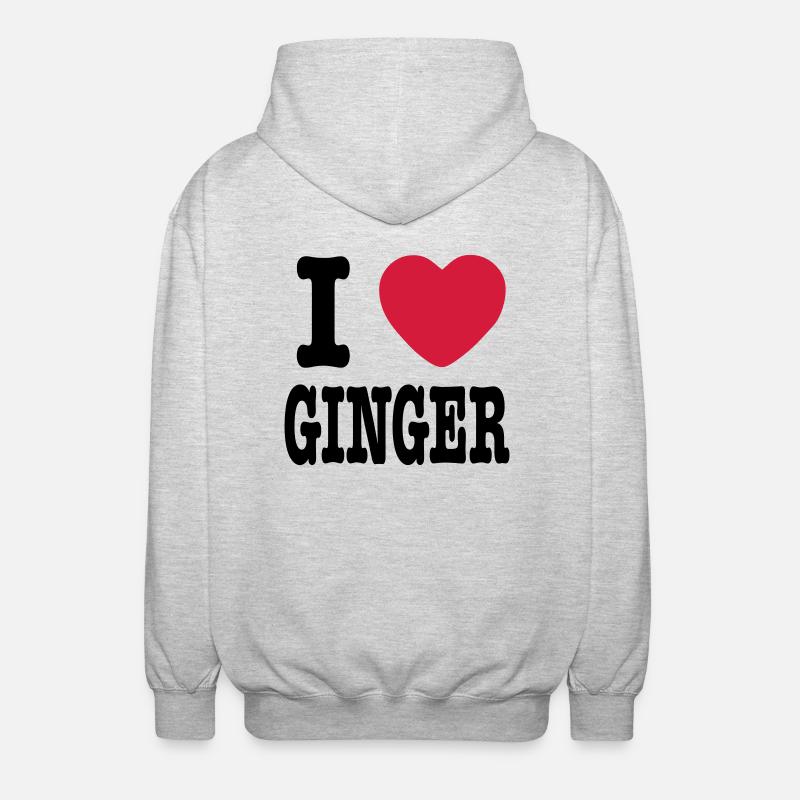 I Love Ginger - Unisex Hooded Jacket - light heather grey