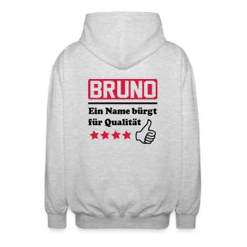 bruno - Unisex Kapuzenjacke - Hellgrau meliert - Hinten - AI Model Male 185 light (185cm)