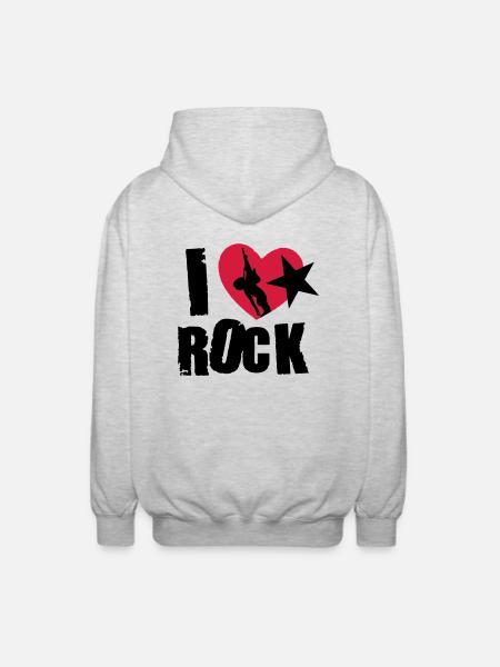 i love rock - Unisex Hooded Jacket - light heather grey