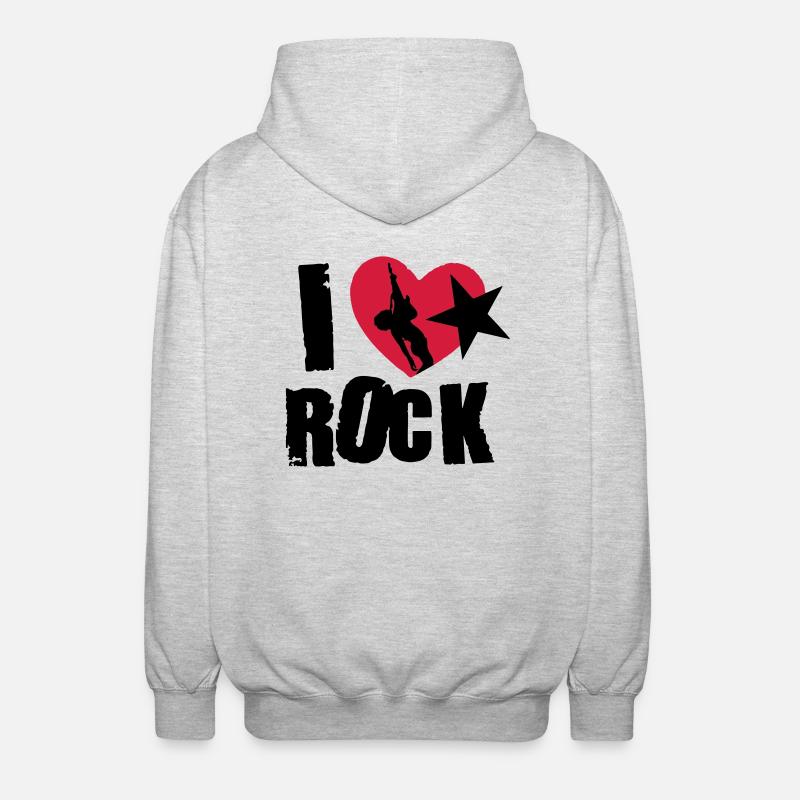i love rock - Unisex Kapuzenjacke - Hellgrau meliert