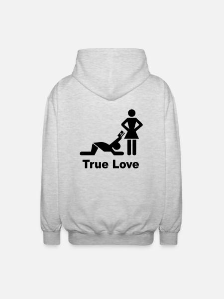 true love - Unisex Hooded Jacket - light heather grey