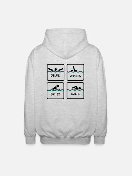 schwimmen T-Shirt - Unisex Kapuzenjacke - Hellgrau meliert