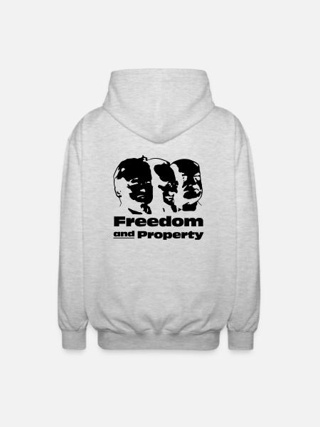 Freedom and Property - Unisex Kapuzenjacke - Hellgrau meliert