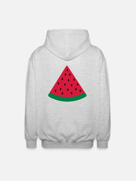 water melon slice - Unisex Hooded Jacket - light heather grey