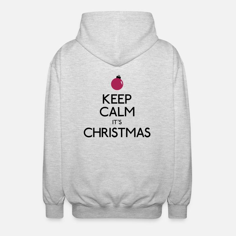 Keep Calm Christmas - Unisex Kapuzenjacke - Hellgrau meliert