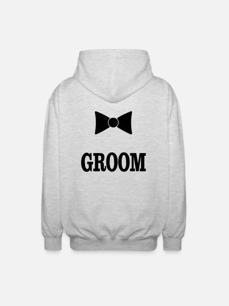 groom bowtie - Unisex Hooded Jacket - light heather grey