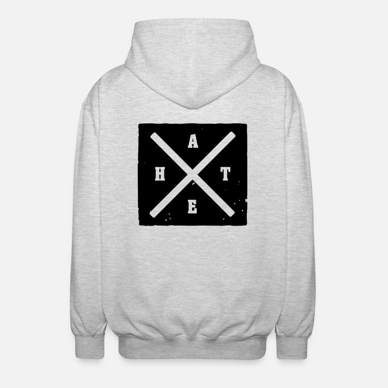 Hate - Unisex Kapuzenjacke - Hellgrau meliert