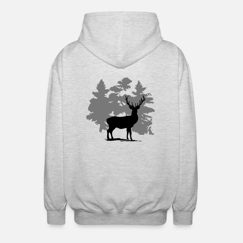 Hirsch - Deer - Unisex Kapuzenjacke - Hellgrau meliert