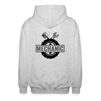 Car mechanic Car mechanic Wrench tires - Unisex Hooded Jacket - light heather grey - Back - AI Model Male 185 light (185cm)