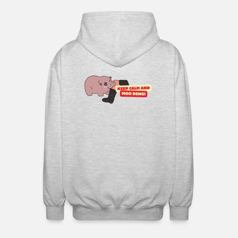 Attaque de Moo Deng ! - Veste à capuche unisexe - gris clair chiné