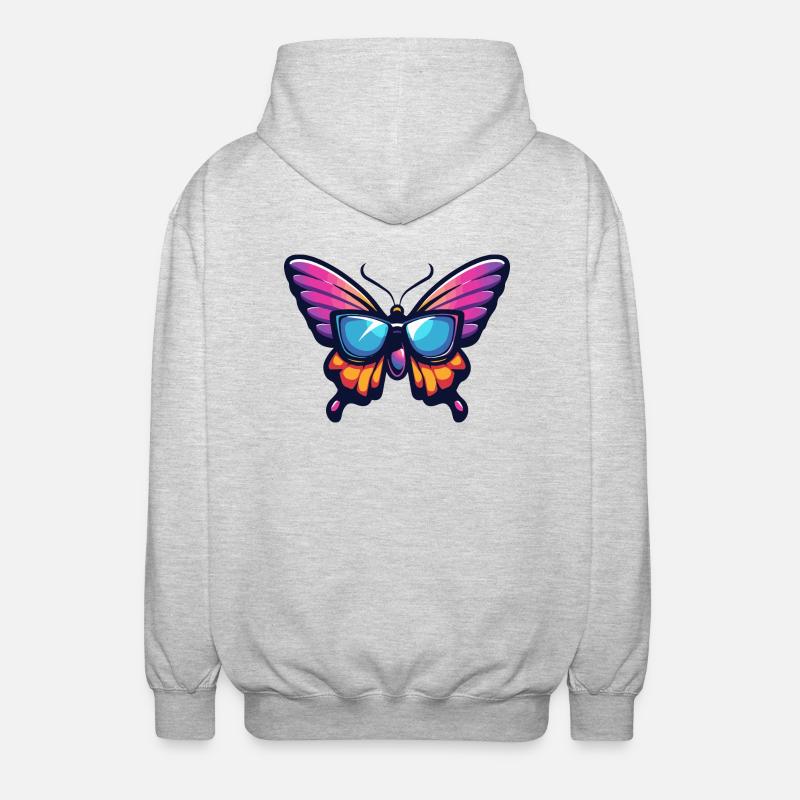Animal papillon - Veste à capuche unisexe - gris clair chiné