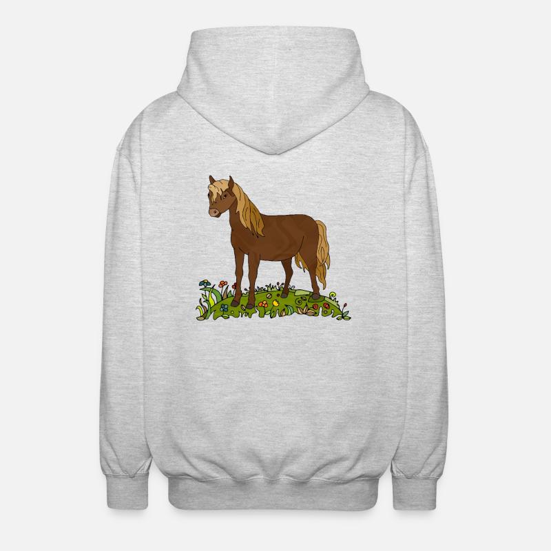 Pferd - Unisex Kapuzenjacke - Hellgrau meliert