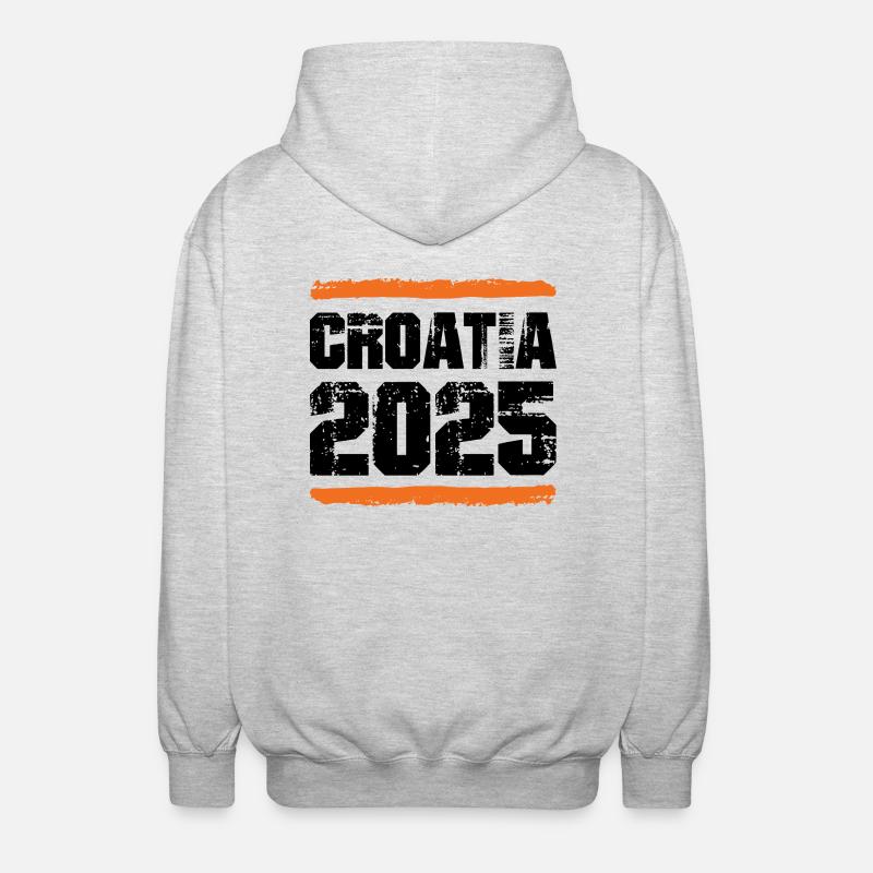 Croatie 2025 Équipe - Veste à capuche unisexe - gris clair chiné