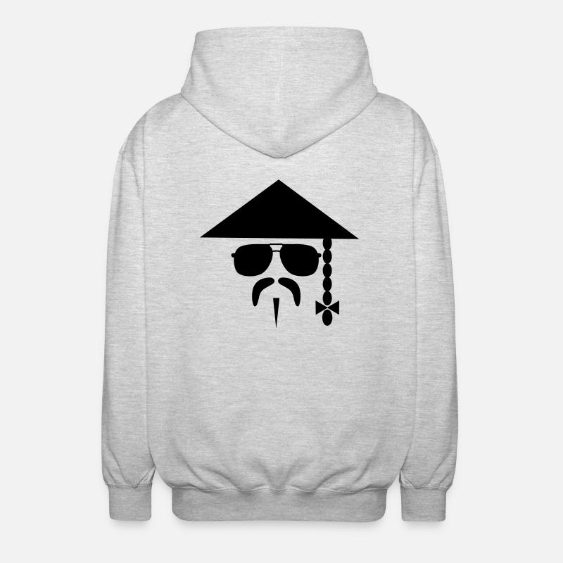 Chinese with Mustache - Unisex Kapuzenjacke - Hellgrau meliert