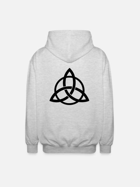 triquetra intertwined symbol Celtic neopaganism - Unisex Hooded Jacket - light heather grey