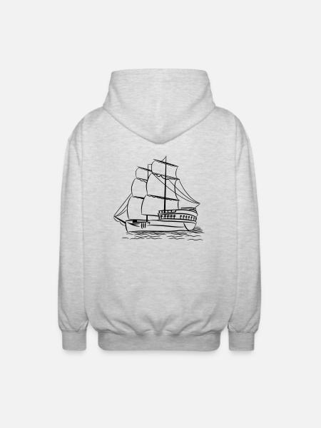 sailing ship old ship - Unisex Hooded Jacket - light heather grey