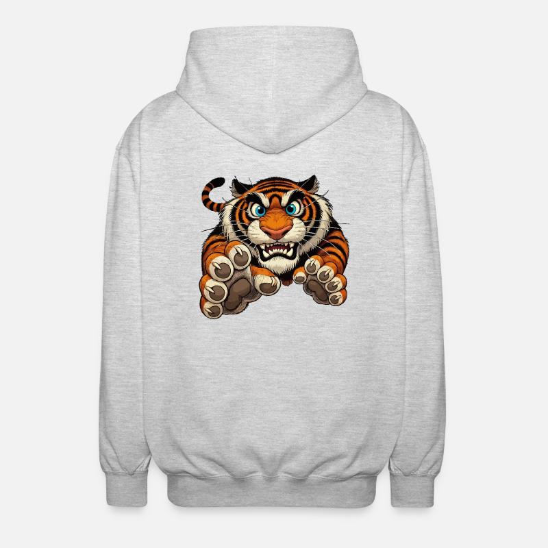 Tiger attacks - Unisex Hooded Jacket - light heather grey