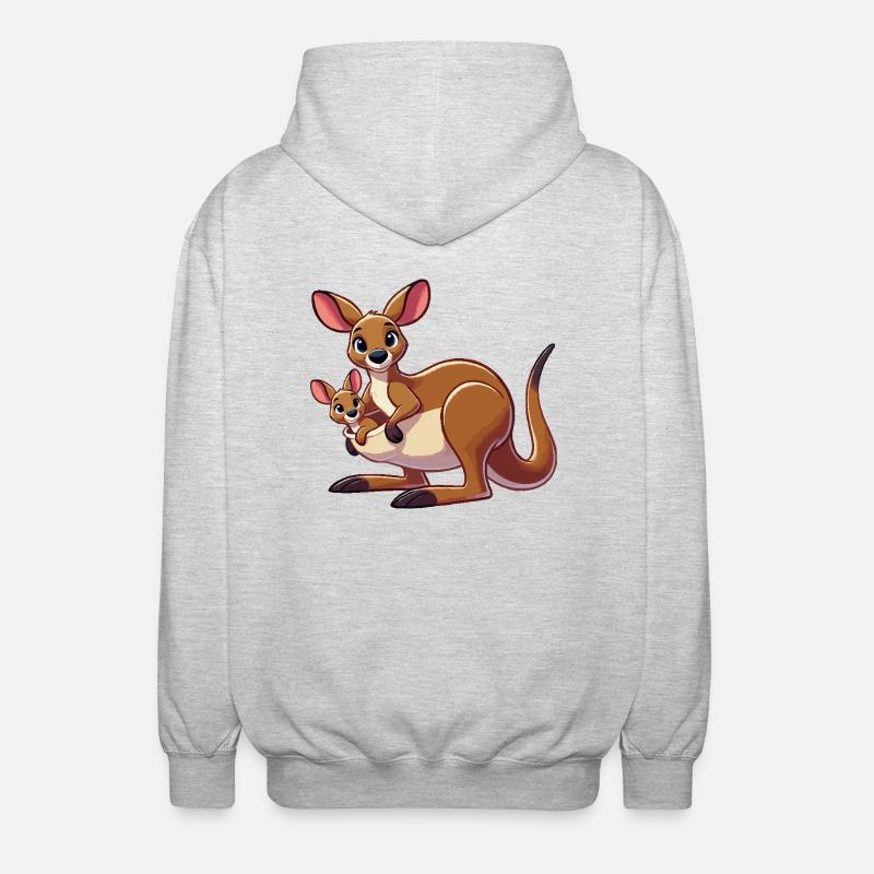 Känguru-Mutter mit Kind - Unisex Kapuzenjacke - Hellgrau meliert