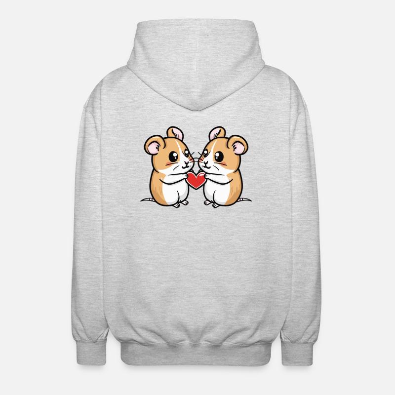Hamster Couple Saint-Valentin - Veste à capuche unisexe - gris clair chiné