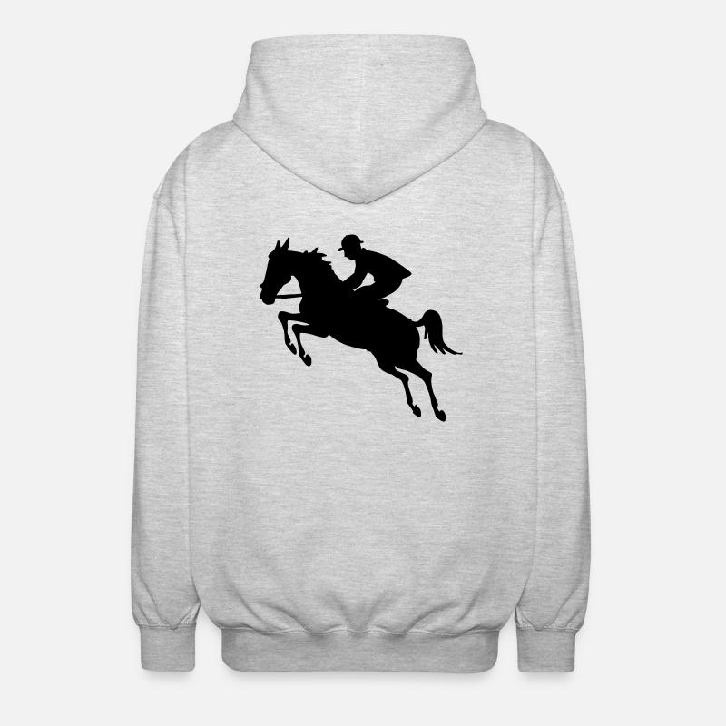 Reiter Springen - Unisex Kapuzenjacke - Hellgrau meliert