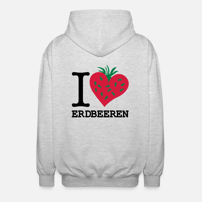 i_love_erdbeeren_3 - Unisex Kapuzenjacke - Hellgrau meliert